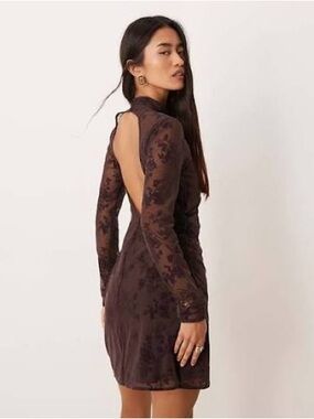 BRAND NEW WITH TAGS Bra-Free Open-Back Mockneck Mini Dress